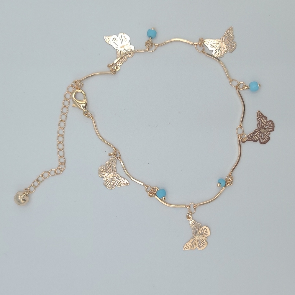 GOLD TONE BUTTERFLYS ANKLE BRACELET